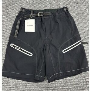 And Wander Men's XL Black Technical Belted Hike Shorts Outdoor Activewear - New